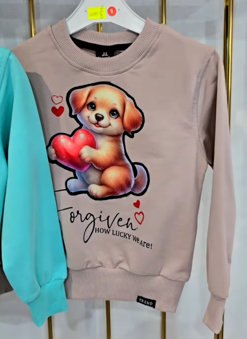 Bluza dioda siecąca z pieskiem -BEŻ