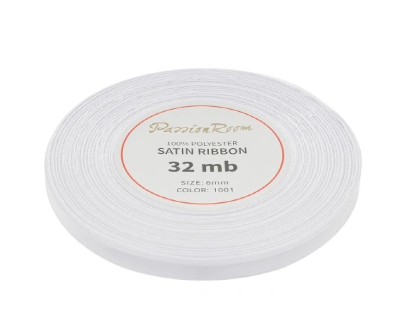 Wstążka satynowa biała 6 mm / 32 mb