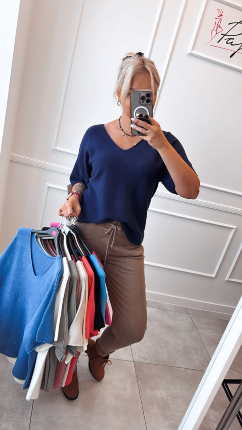 Sweter basic dekolt serek 13254