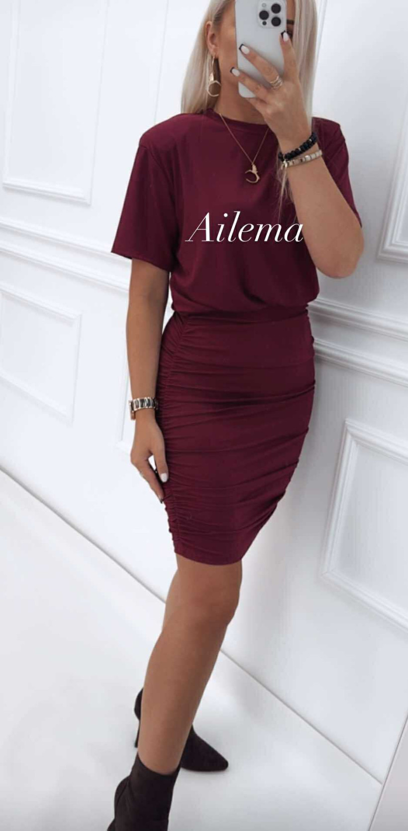 WYPRZEDAŻ Sukienka prążek kk10 marszczony dół