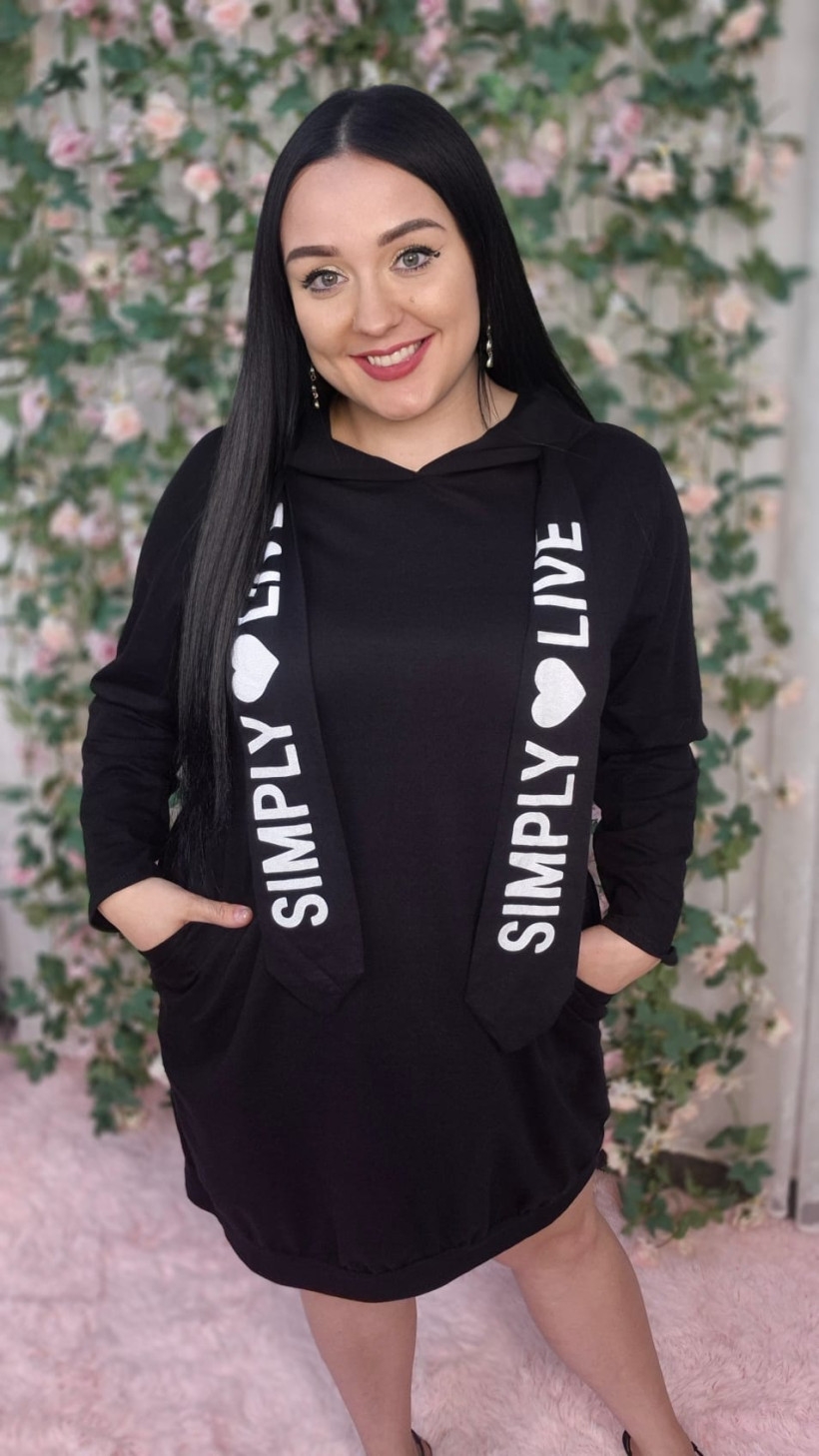 J8987 Bluza długa SIMPLY LIVE czarna