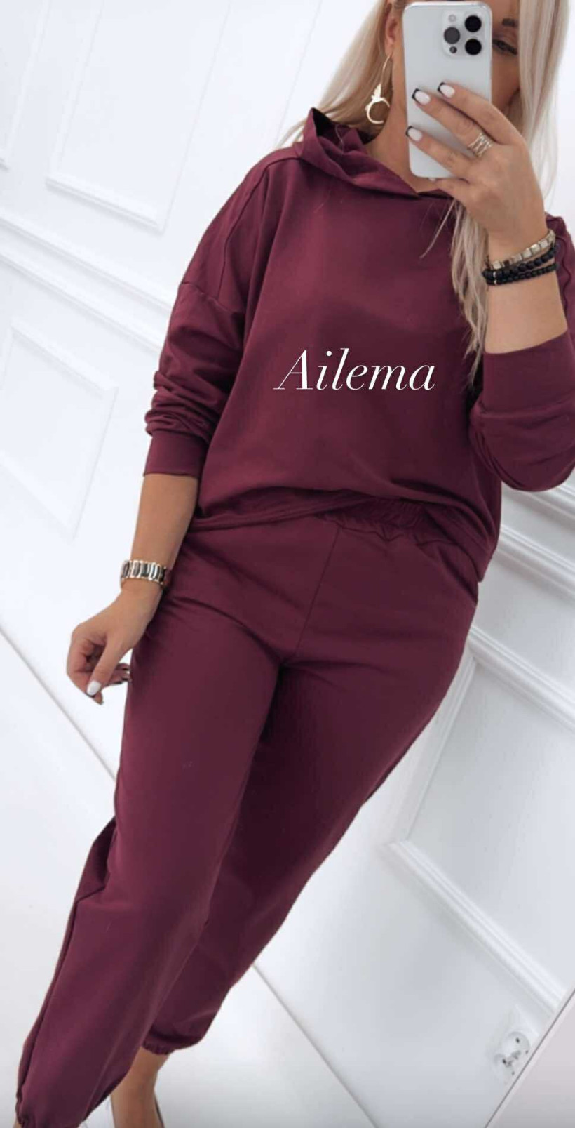 Komplet dresowy ab2174 bluza z kapturem i spodnie