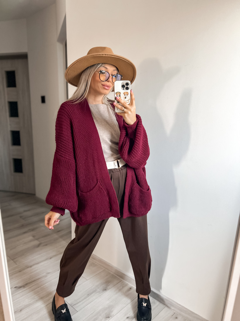 Kardigan new krótki bordo