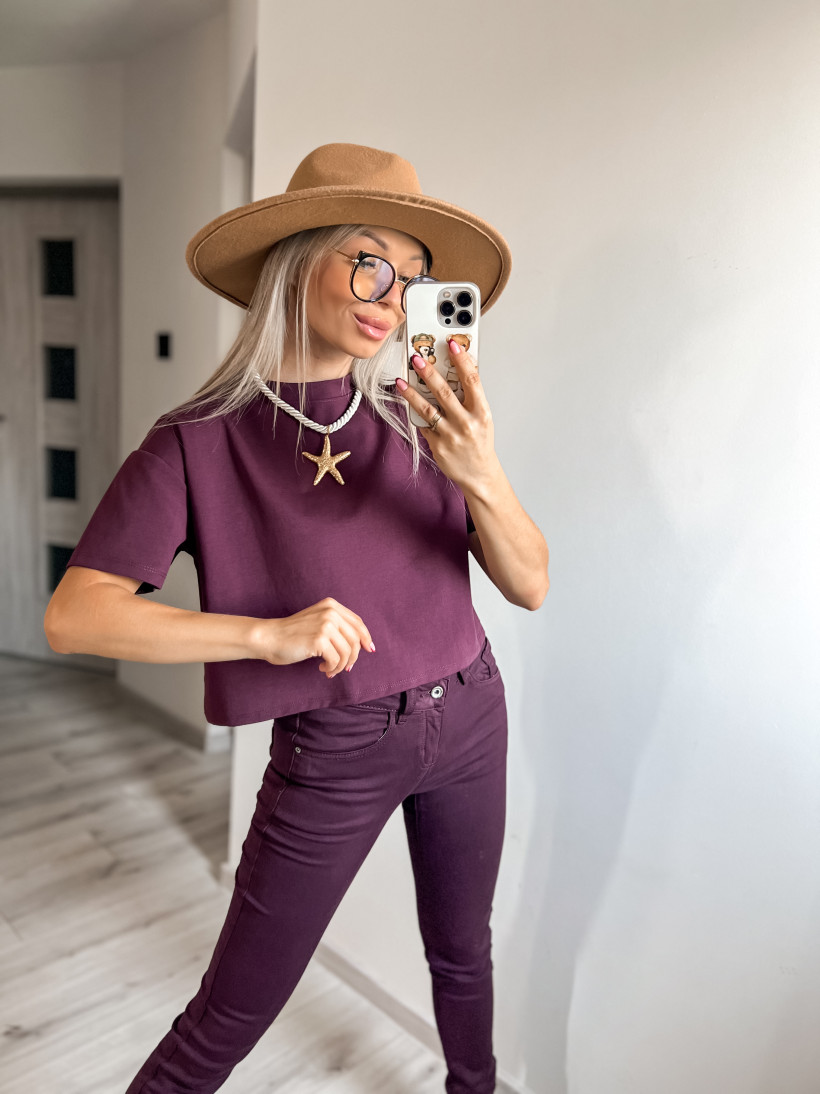 Crop top oversize śliwka 