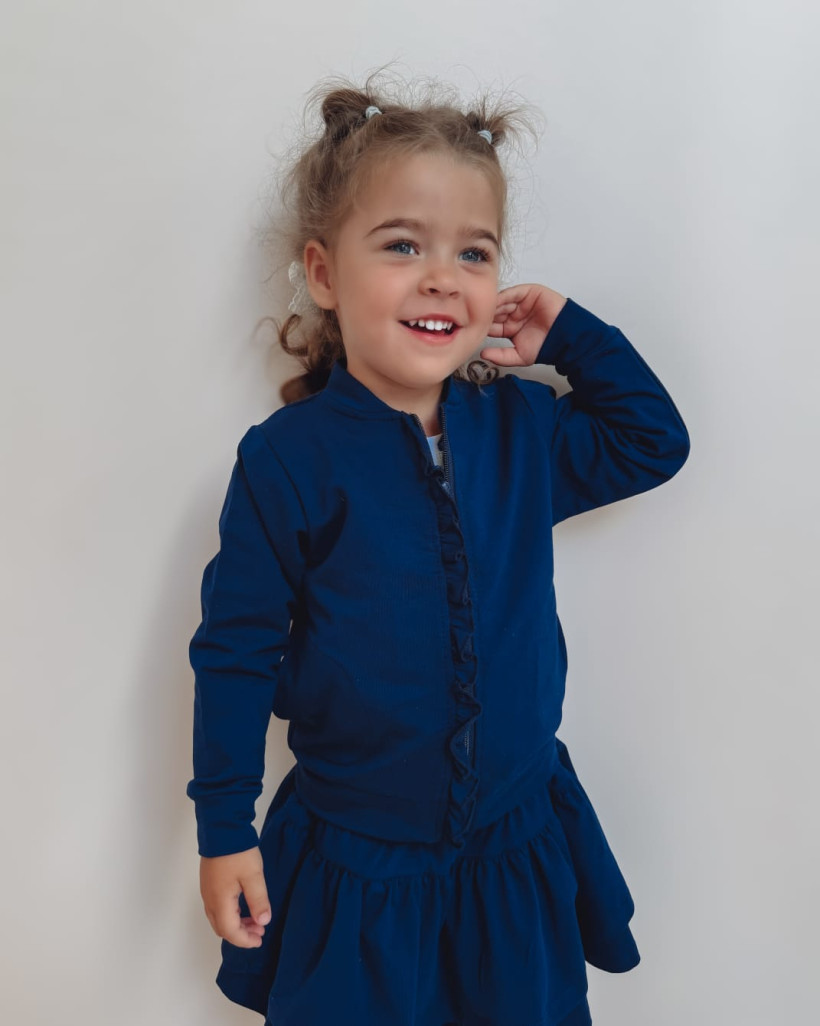 GRANATOWA BLUZA ROZPINANA Z FALBANKĄ BY O BABY