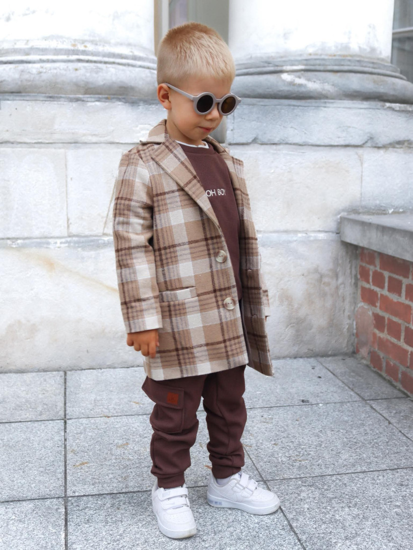 PŁASZCZ KRATA BEŻOWO-BRĄZOWA KAYA