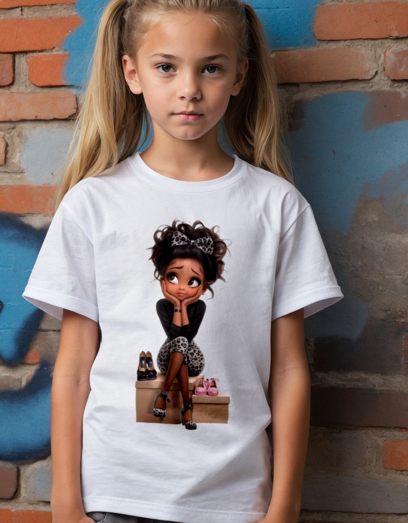 ZA T-shirt BIAŁY - dziewczynka z butami  szary