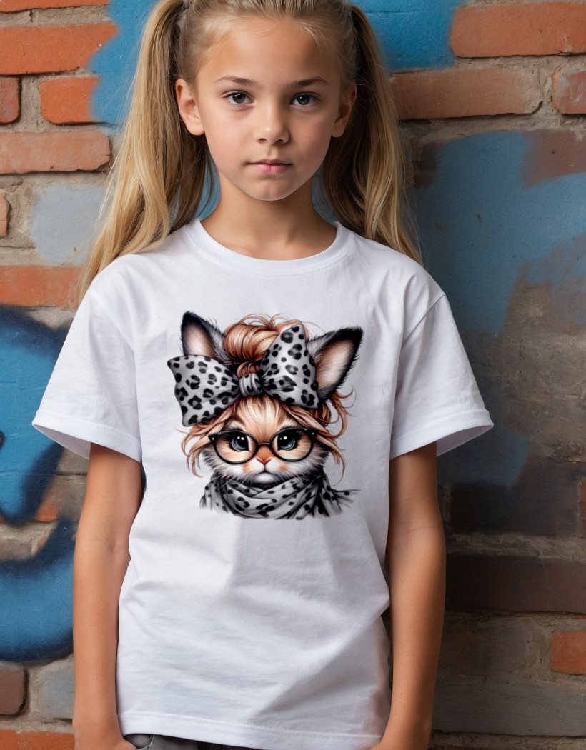 ZA T-shirt BIAŁY - królik w okularach szary