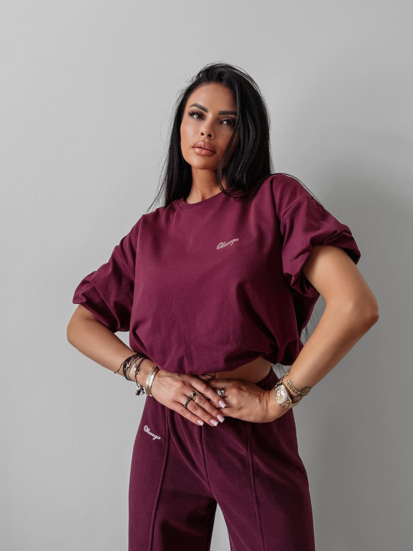 T-shirt damski ,,AUTUMN WHISPER TOP” bordo