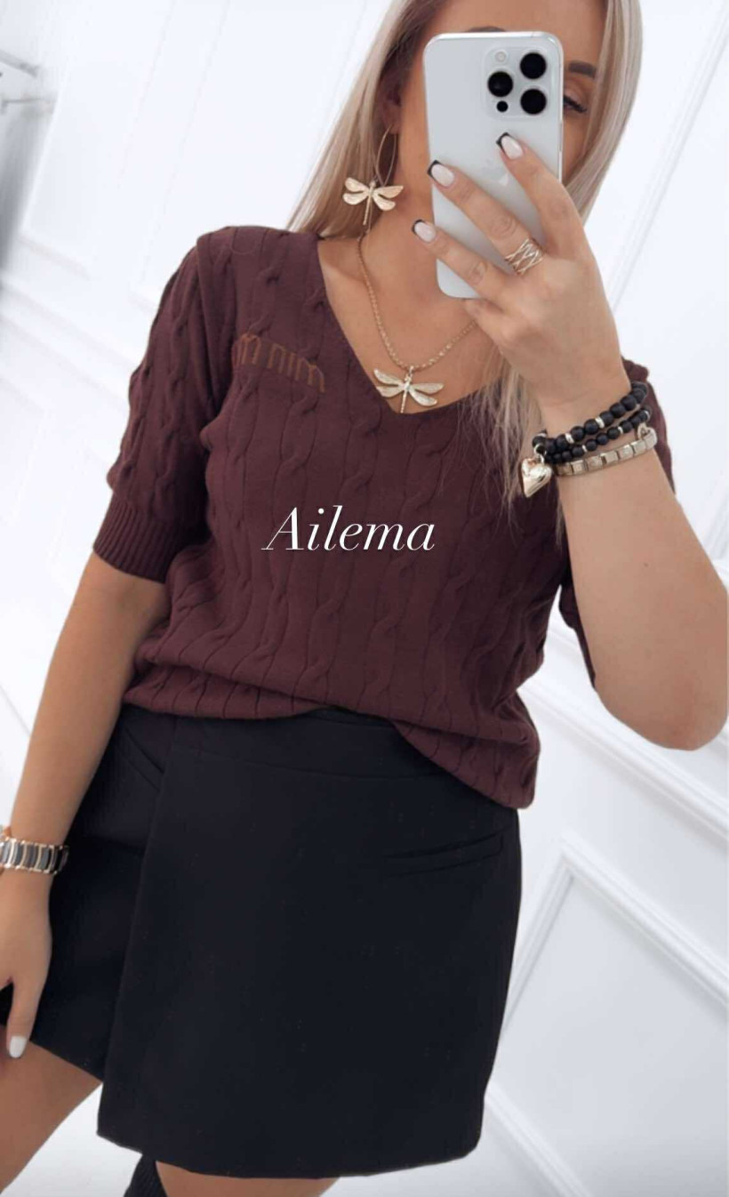 Sweterek tłoczony kk14 krótki rękaw minmin