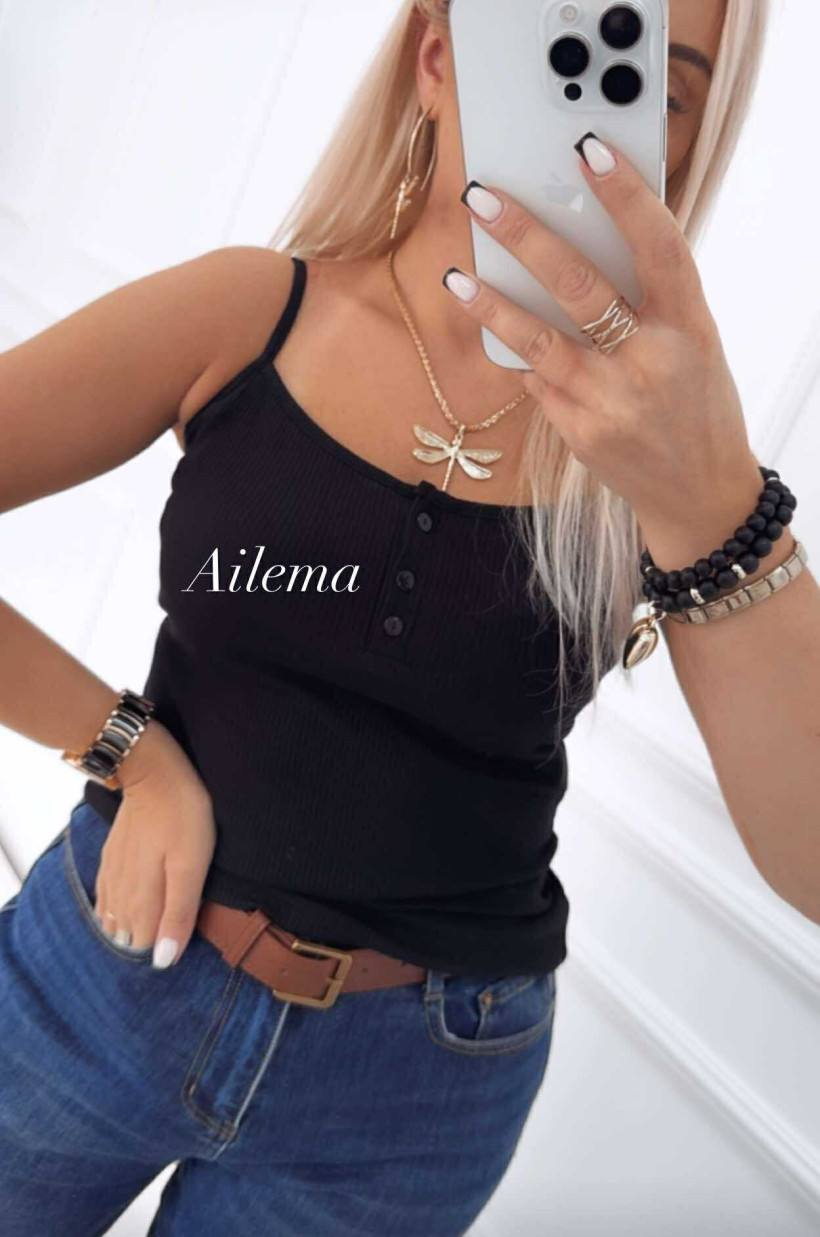 WYPRZEDAŻ Bluzeczka na ramiączkach F4333 prążek