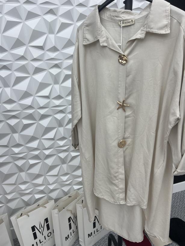 Koszula muszelki dłuższa beż WYPRZEDAŻ