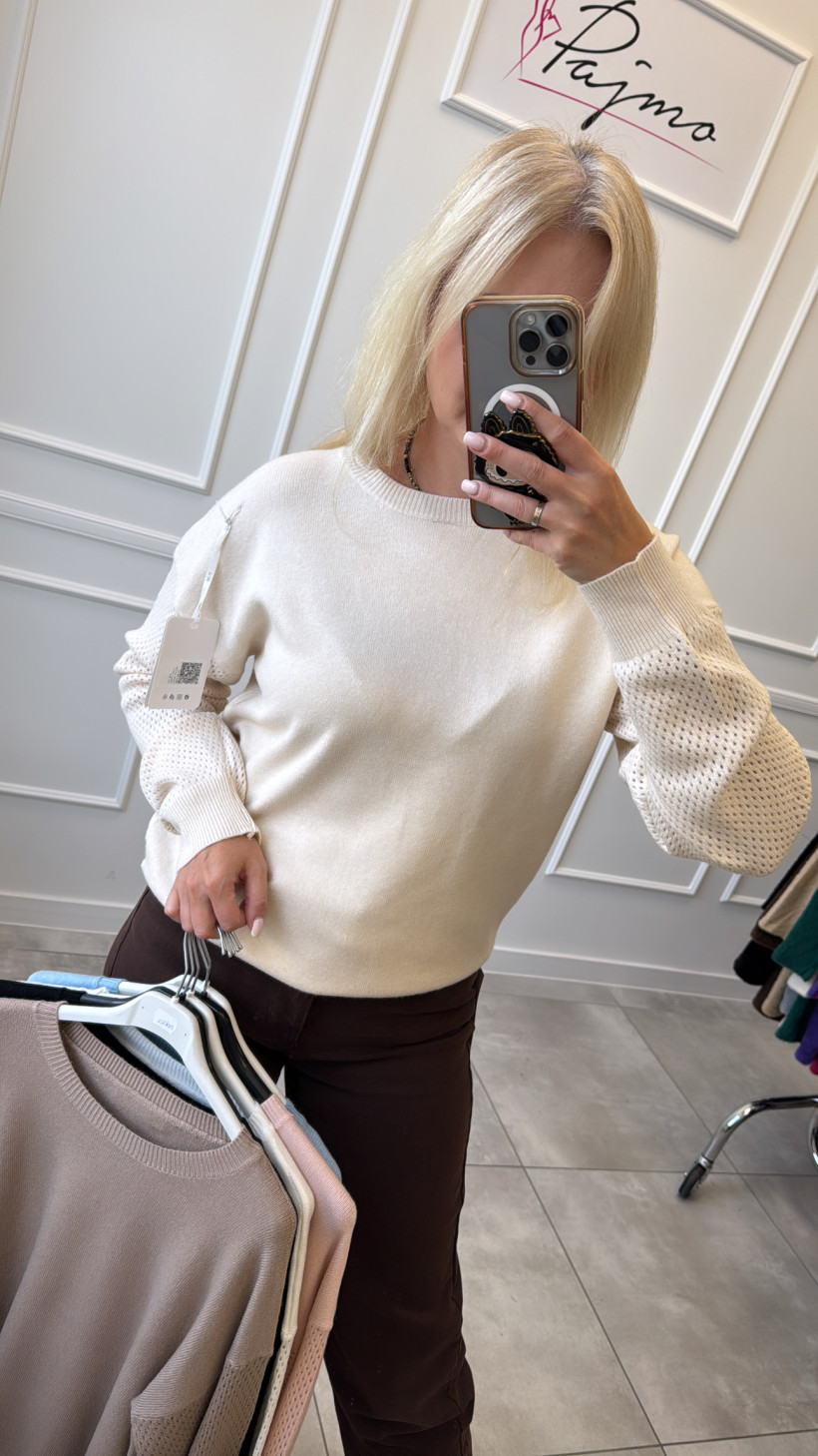 Sweter ażurowe rękawy 13263