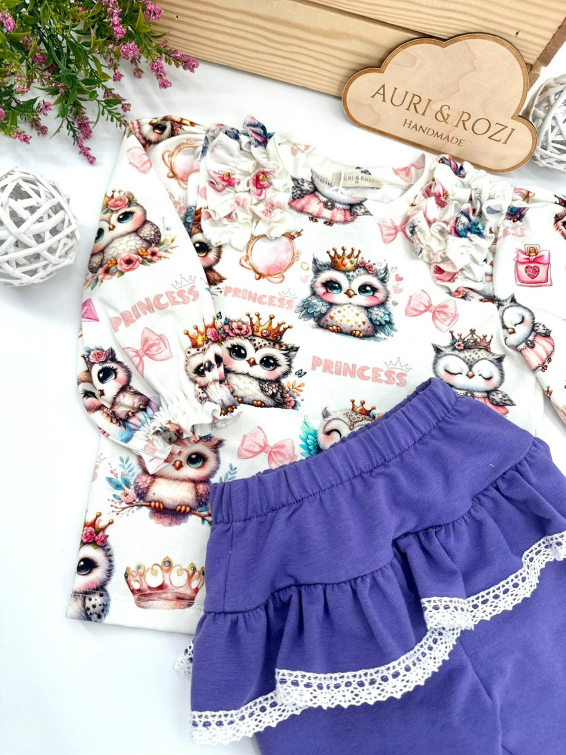 LEGINSY FIOLETOWE Z BASKINKĄ Z DRESÓWKI AURI&ROZI