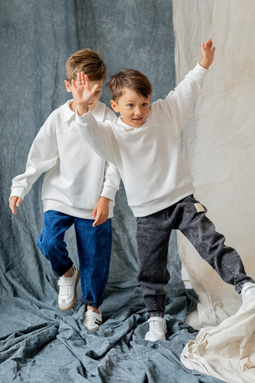 BLUZO-SWETEREK BIAŁY DZIANINA WAFEL NUNU