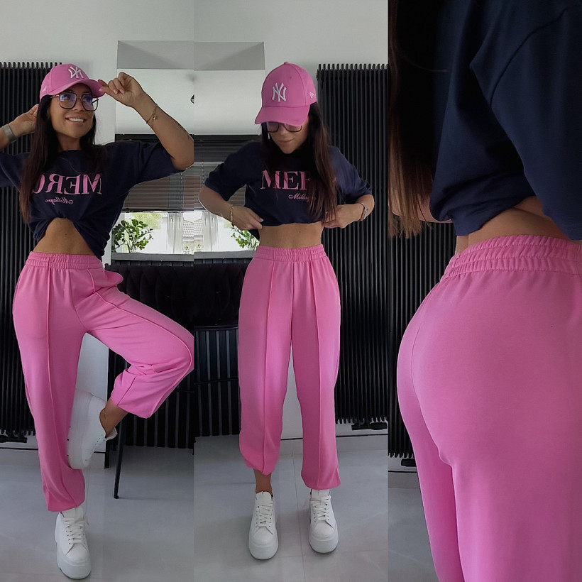 Spodnie Bawełniane Joggery Millagro Barbie Róż