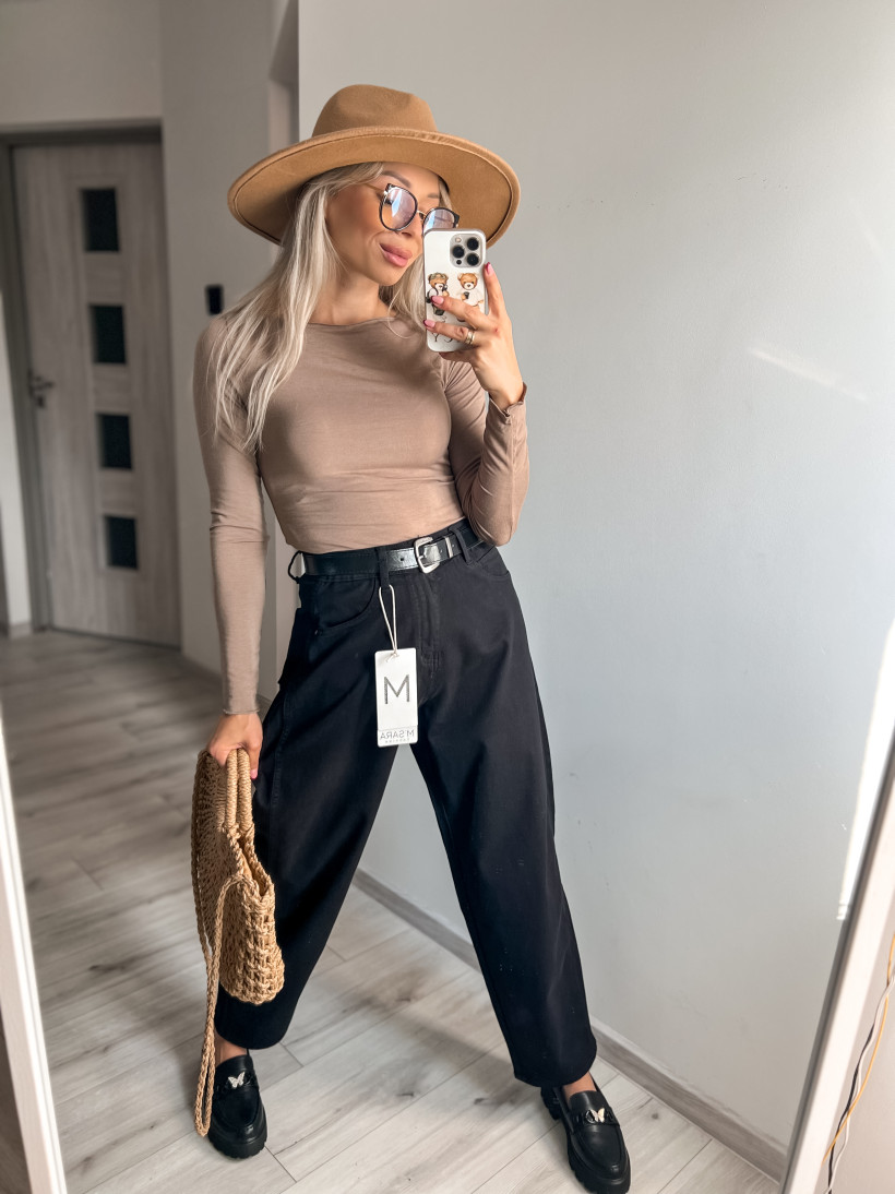 Spodnie Ballon czarne BG1053 pasek 