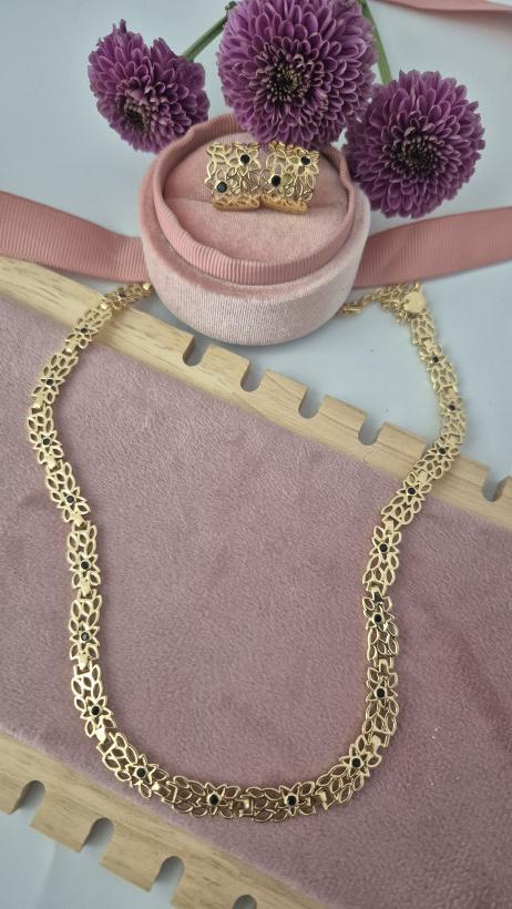 Kolia węższa czarne cyrkonie