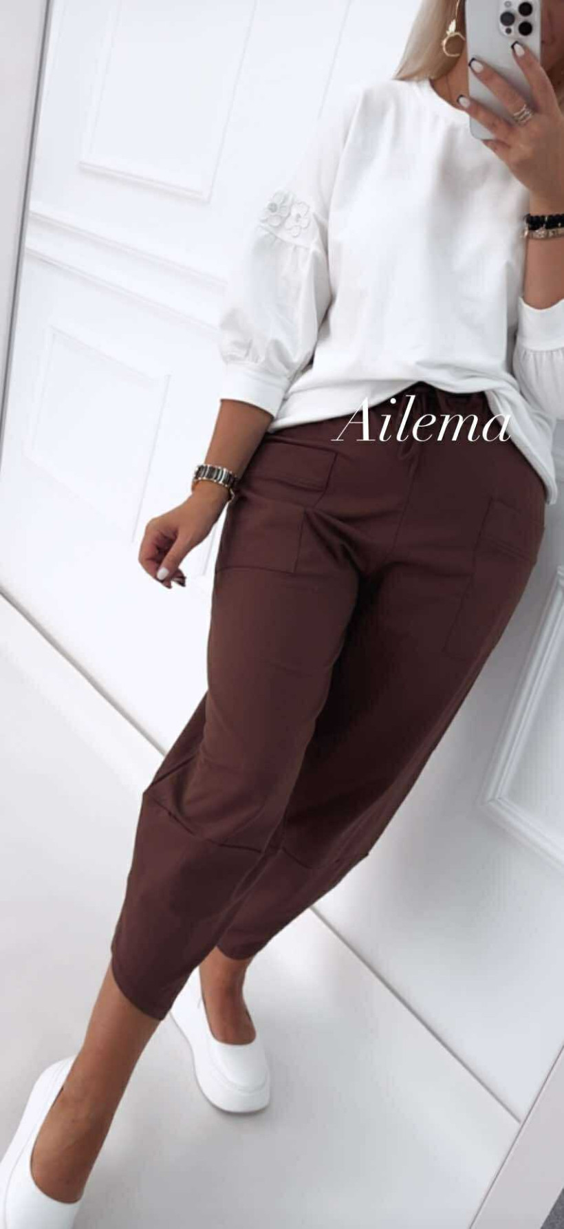 WYPRZEDAZ Spodnie Megi P1100 alladynki z kieszonkami 