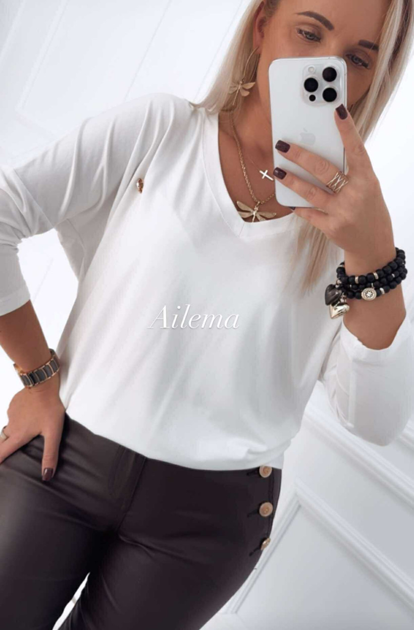 WYPRZEDAŻ Bluzka Megi B1186 dekolt V, oversize