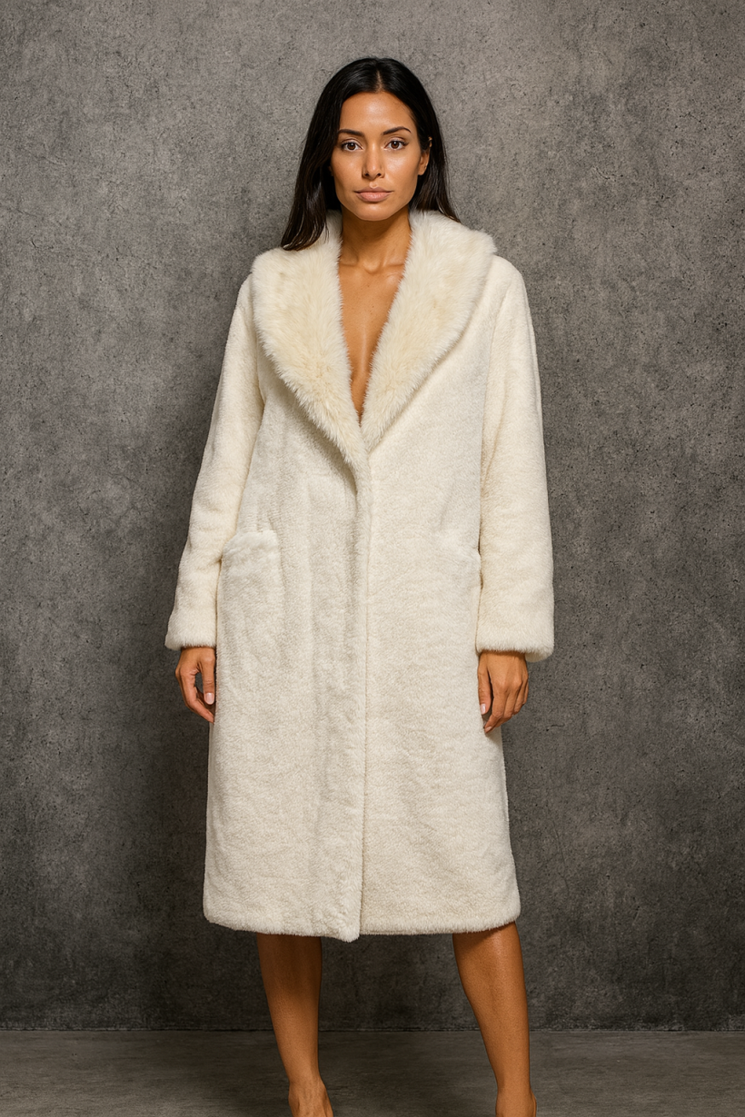 PŁASZCZ DŁUGI FUTERKO KOŁNIERZ