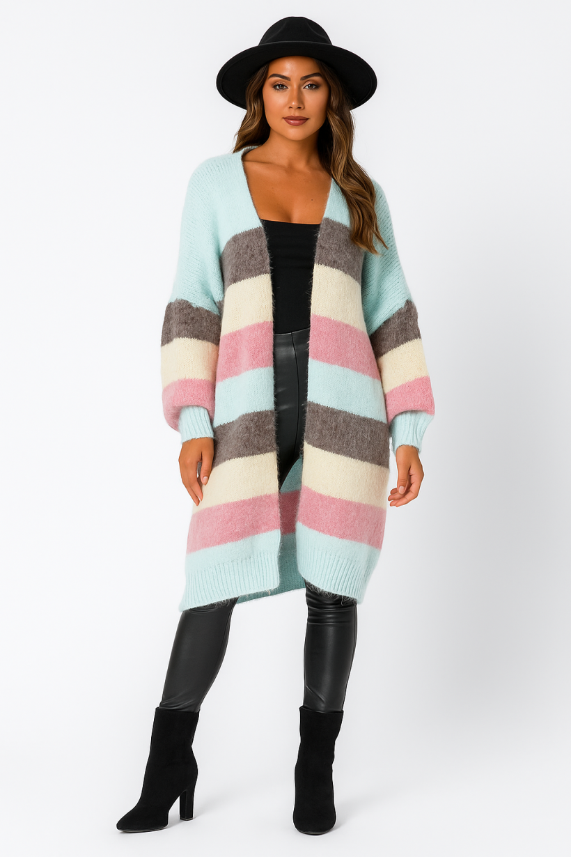 SWETER GŁADKI PASKI DLUGI