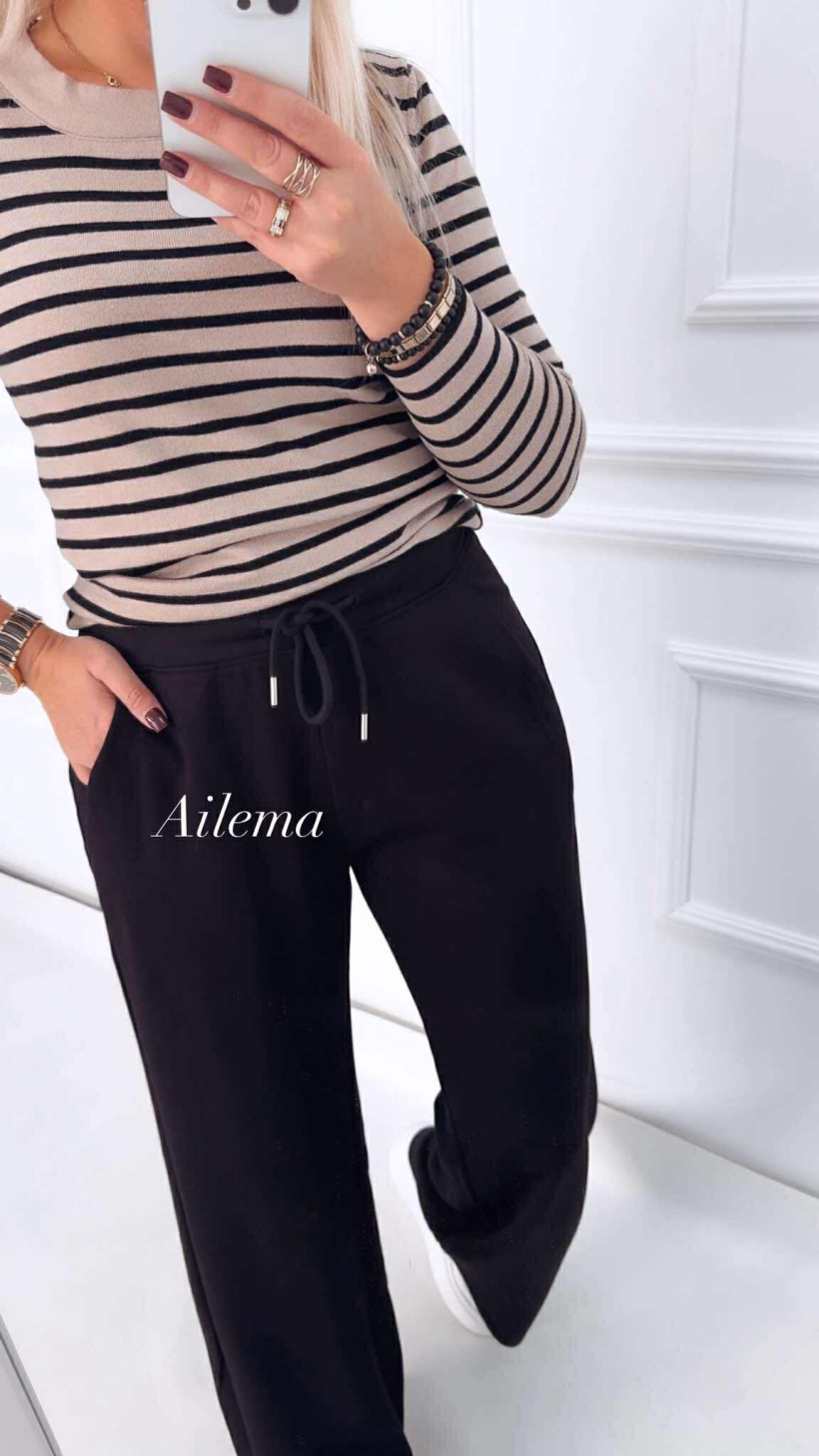 Spodnie dresowe DM703-2 szeroka nogawka, podwójny pas