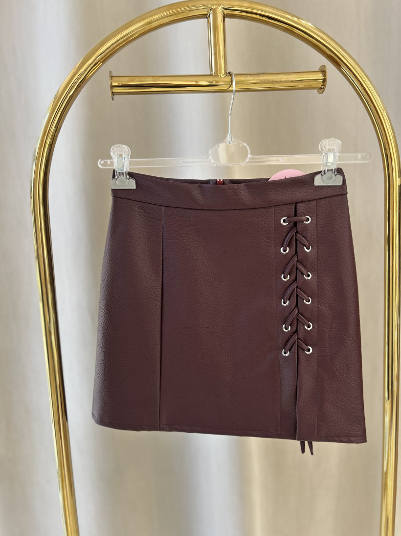 LA MILLA SPÓDNICZKA WIĄZANIE ECO SKÓRA BORDO