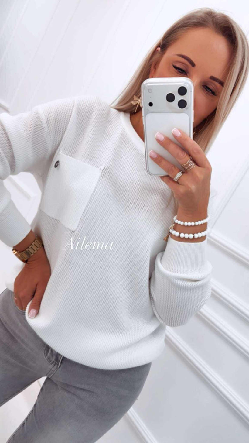 Sweter T6410 długi rękaw, okrągły dekolt