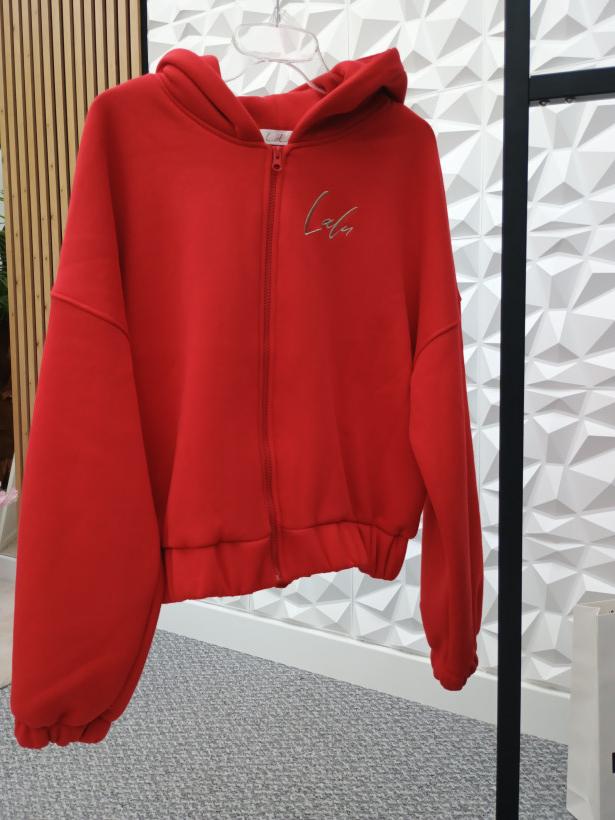 Bluza rozpinana Lalu czarwona z beżowym logo