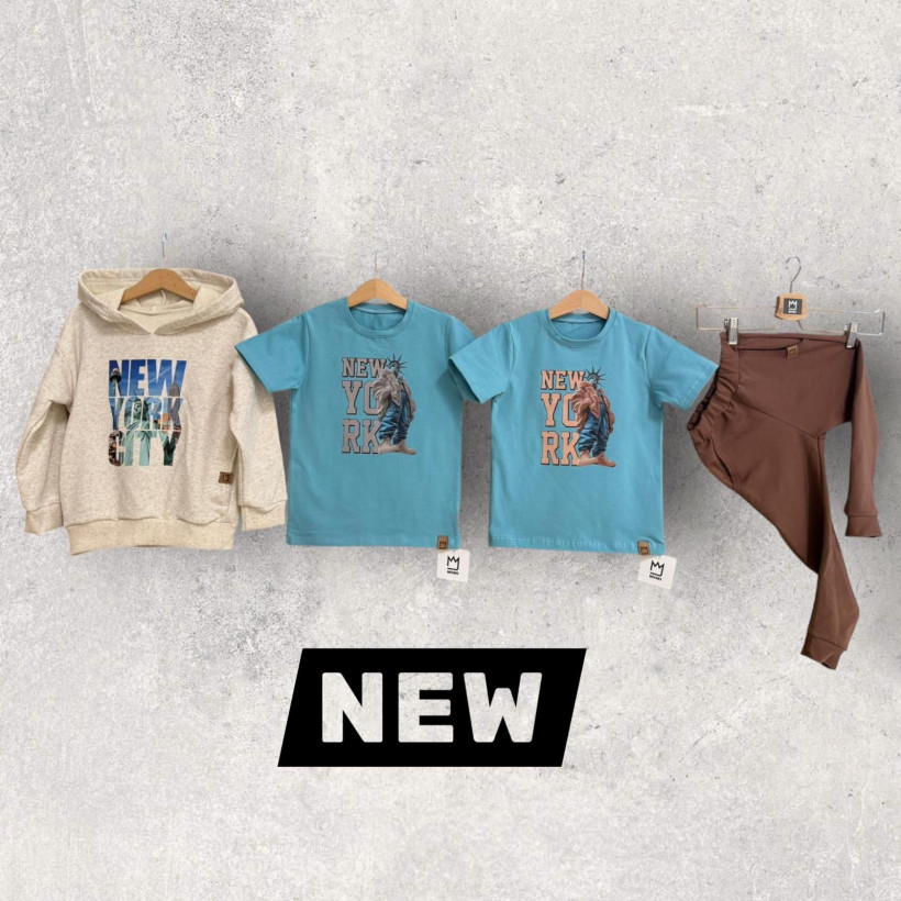 BLUZA BEŻOWA Z KAPTUREM NEW YORK NAPIS NIEBIESKI MIMI