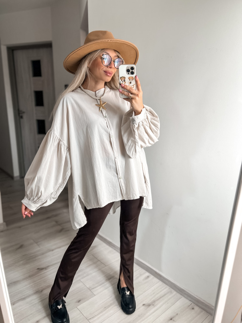 Koszula bawełniana beż oversize 