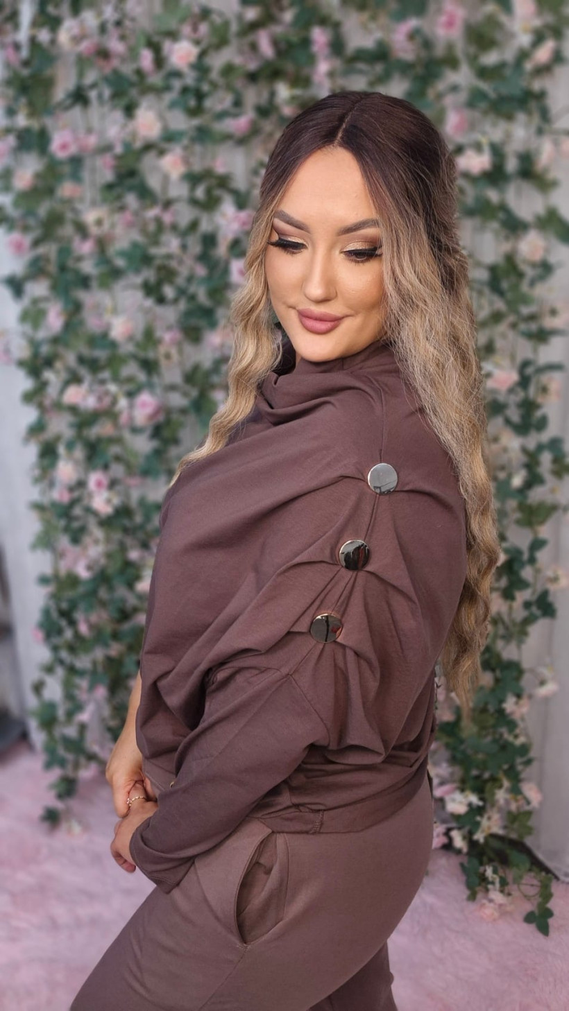 B9867 Bluzka kimono Brąz