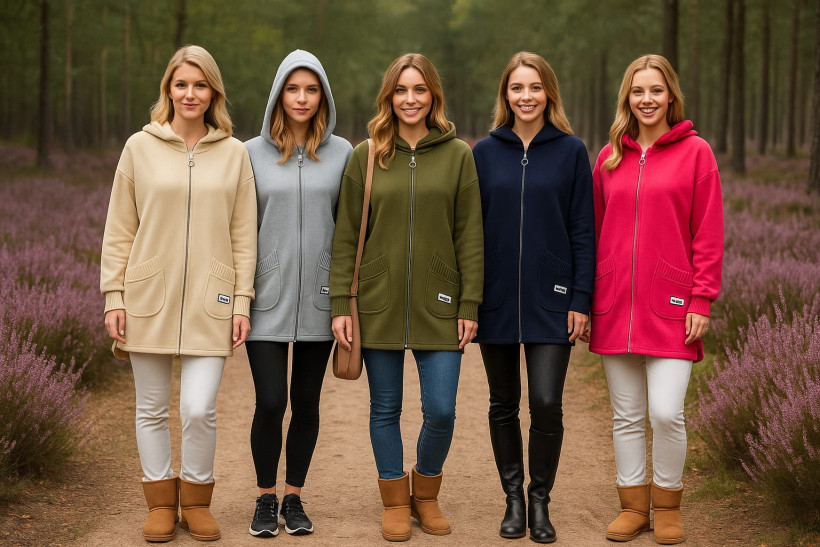 BLUZA KIESZENIE ŚCIAGACZ RĘKAW KAPTUR