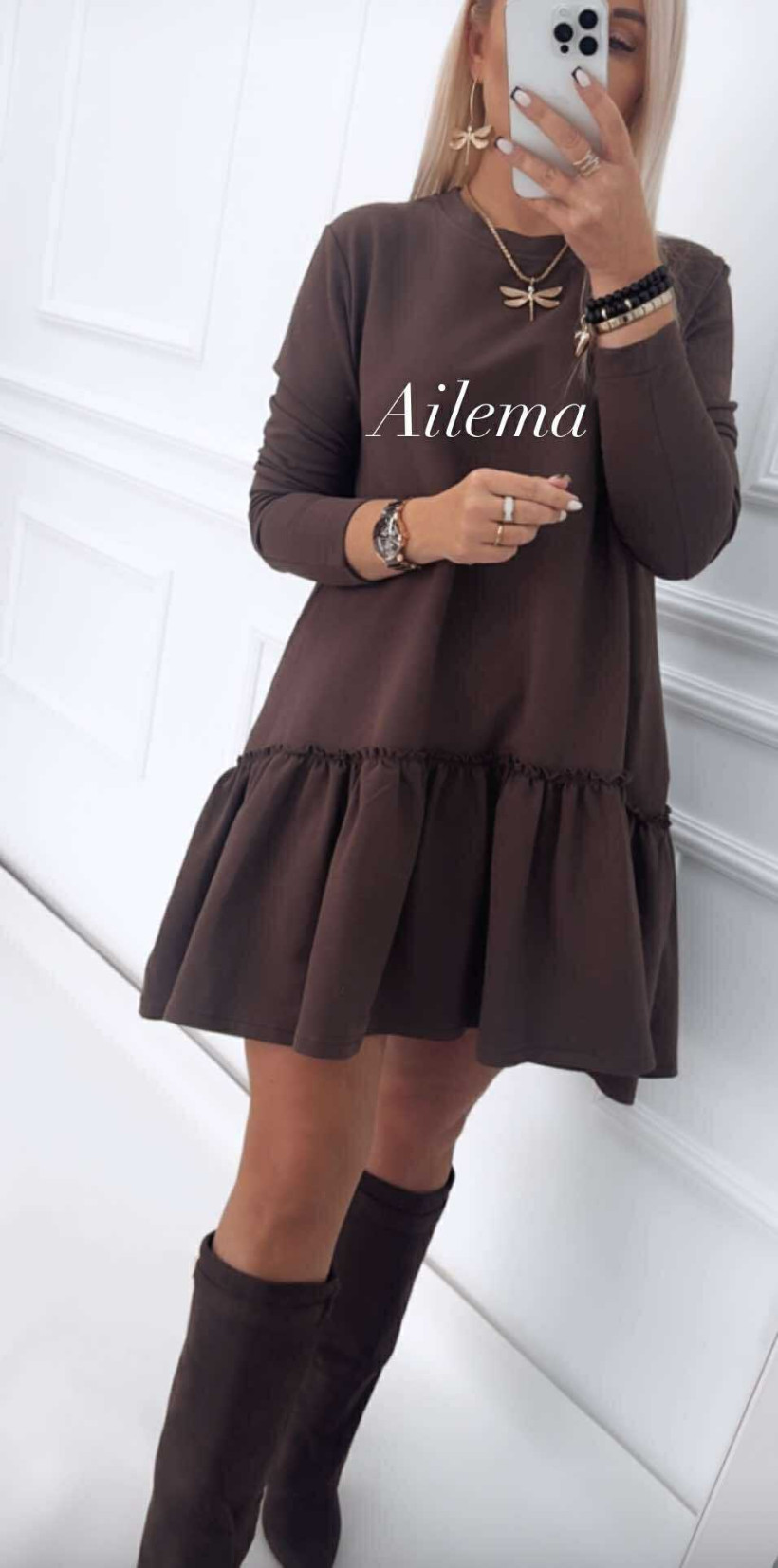 Sukienka Bocca oversize z falbanką kk54