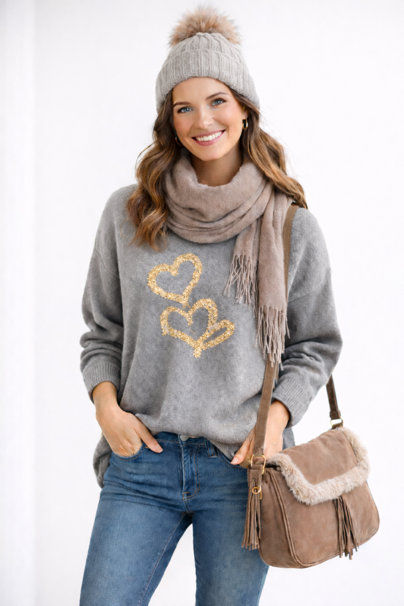 SWETER SERDUSZKO ZAPINANY RĘKAW