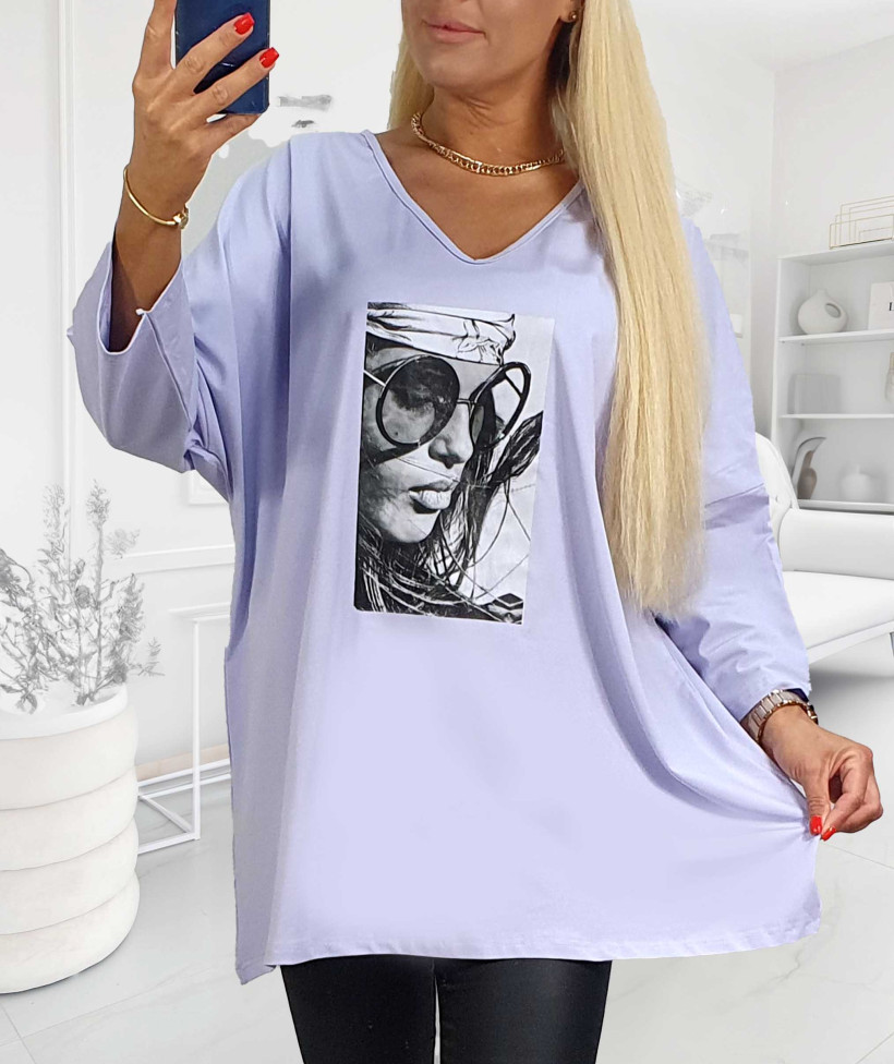 Tunika Bawełniana Plus size GIRL - lila