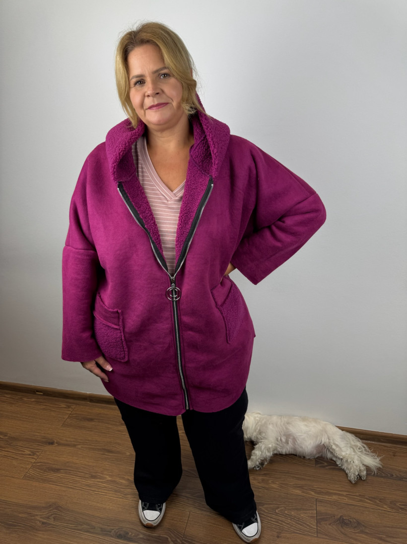 Italia nr.IV - Kożuszek na zamek z kapturem - wł. - 3875 - fuksja