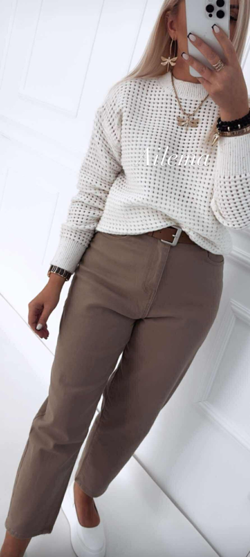Jeansy M.Sara SK152-17 cappucino