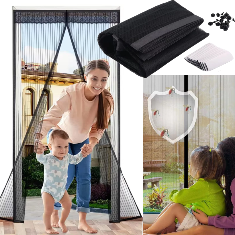 Moskitiera na Drzwi z Magnesem 210×100 cm – Balkon, Taras, Kamper, Domek Letniskowy