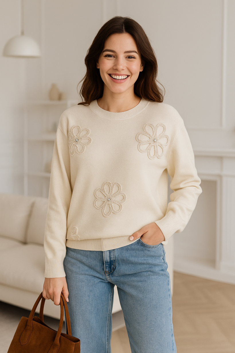Sweter kwiaty 1579