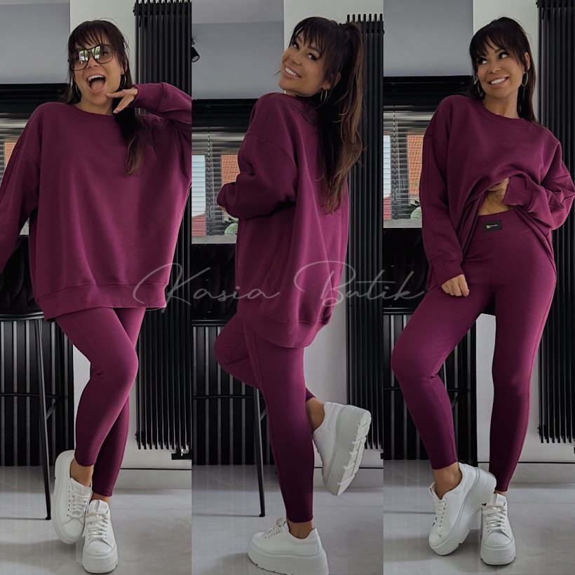 Komplet Bawełniany By Mia Basic Glam Śliwka
