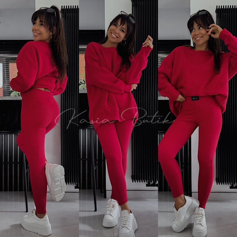 Komplet Bawełniany By Mia Basic Glam Malinowa Czerwień