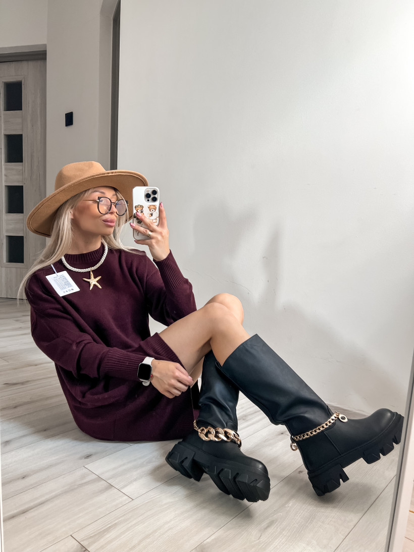 Kozaki czarne łańcuch 