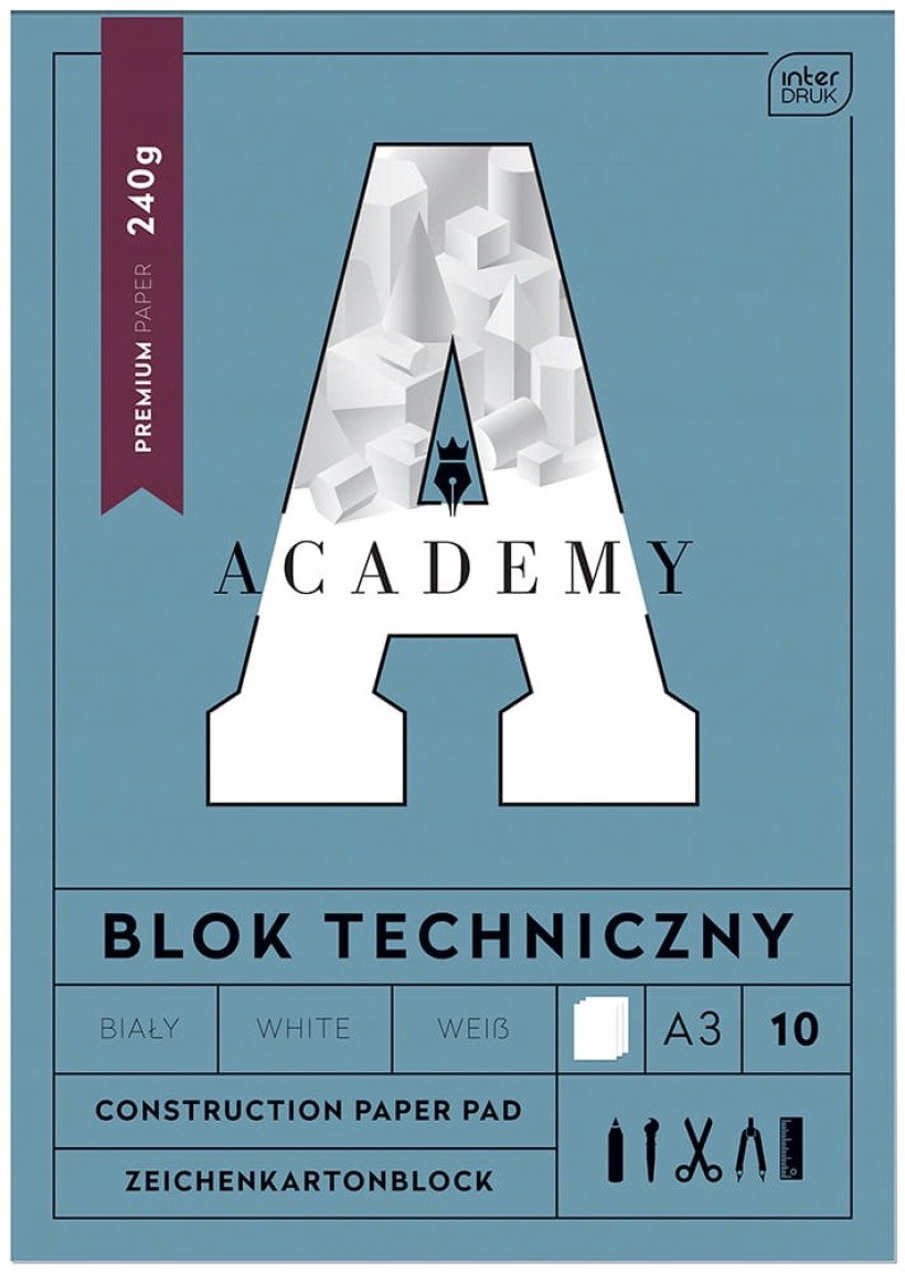 Interdruk Blok techniczny A4 10kartek biały 240g ACADEMY