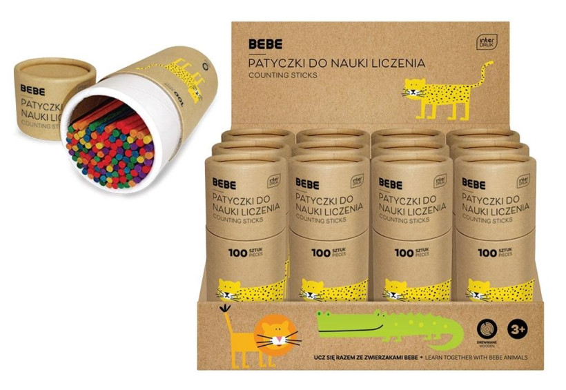Interdruk Bebe Patyczki Drewniane do Nauki Liczenia 100 Szt Patyczków