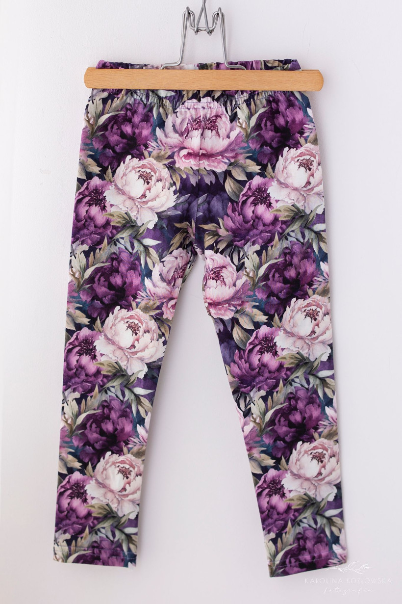 LEGINSY ŚLIWKOWE PIWONIE LILY GREY !WYPADAJĄ ZANIŻONE - ZAMAWIAMY ROZMIAR WIĘKSZE!