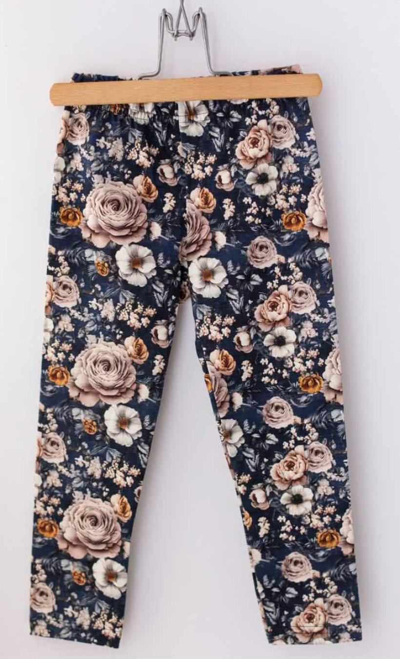 LEGINSY BEŻOWE KWIATY NA GRANACIE LILY GREY !WYPADAJĄ ZANIŻONE - ZAMAWIAMY ROZMIAR WIĘKSZE!