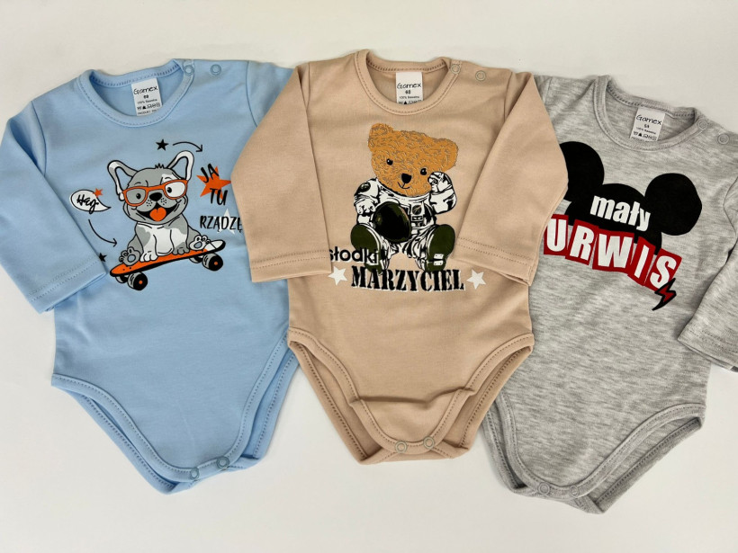 BODY BŁĘKITNE JA TU RZĄDZĘ  GAMEX (rozmiar 62  z zapięciem kopertowym)