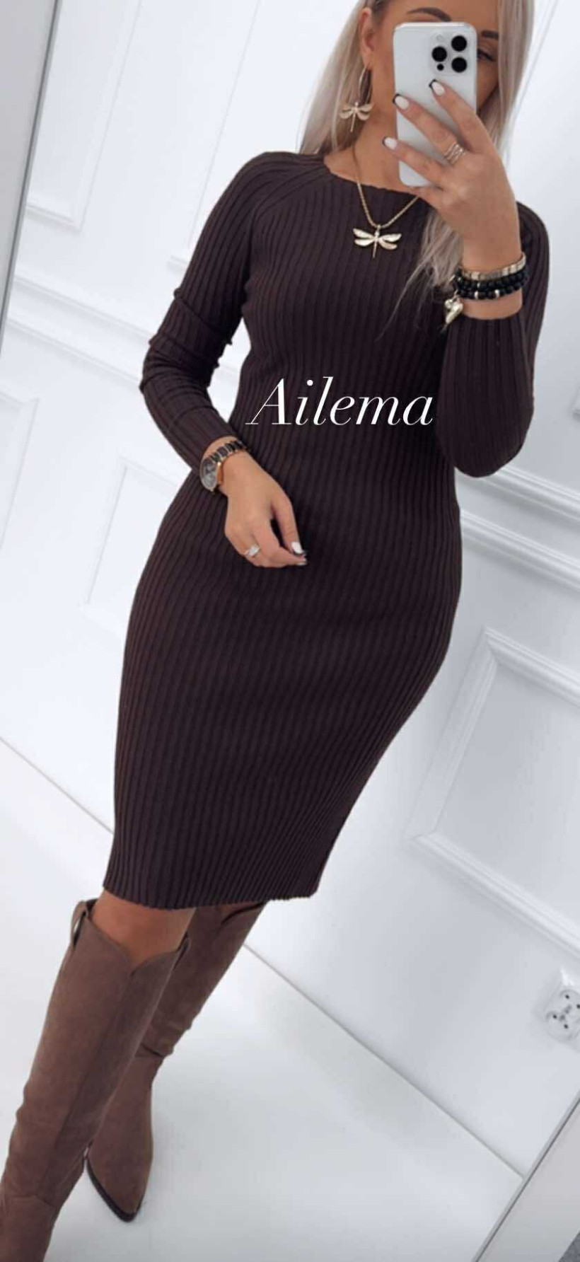 Sukienka midi prążek Dolce Piccante kk141